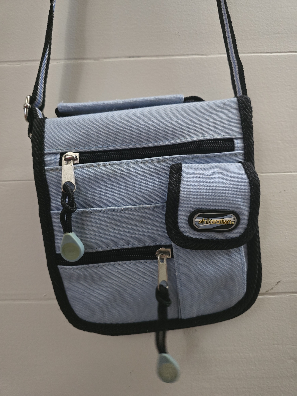 Xhilaration Light Blue and Black Crossbody Organizer Bag